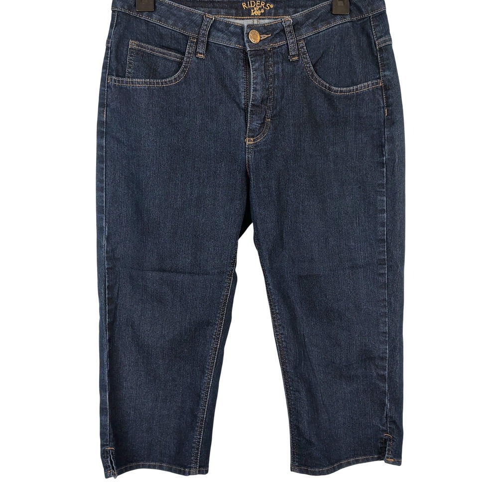 Riders by Lee Womens SZ 8 M Denim Capri Pants Dark Wash Stretch Casual Normcore
